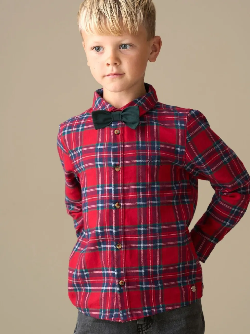 Rood - Angel & Rocket Camden Brushed Shirt With Bow Tie