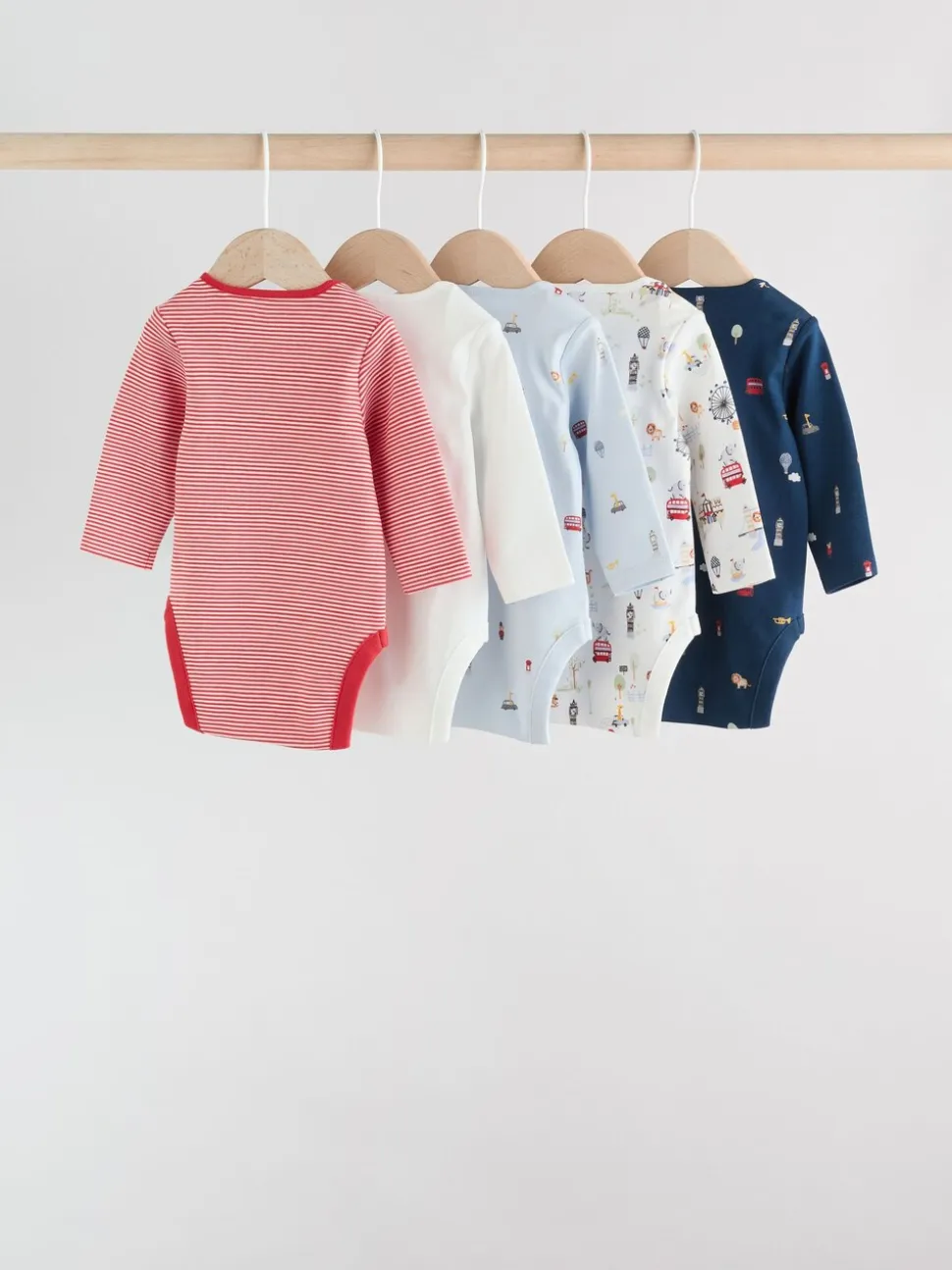 Rood - Baby London Bodysuits met lange mouwen 5 Pack