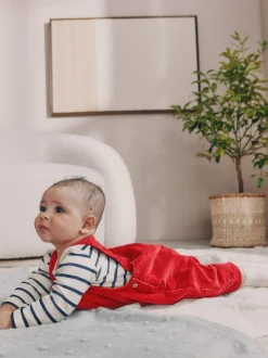Rood - Corduroy bretelbroeken en Bodysuit set (0mnd-2jr)
