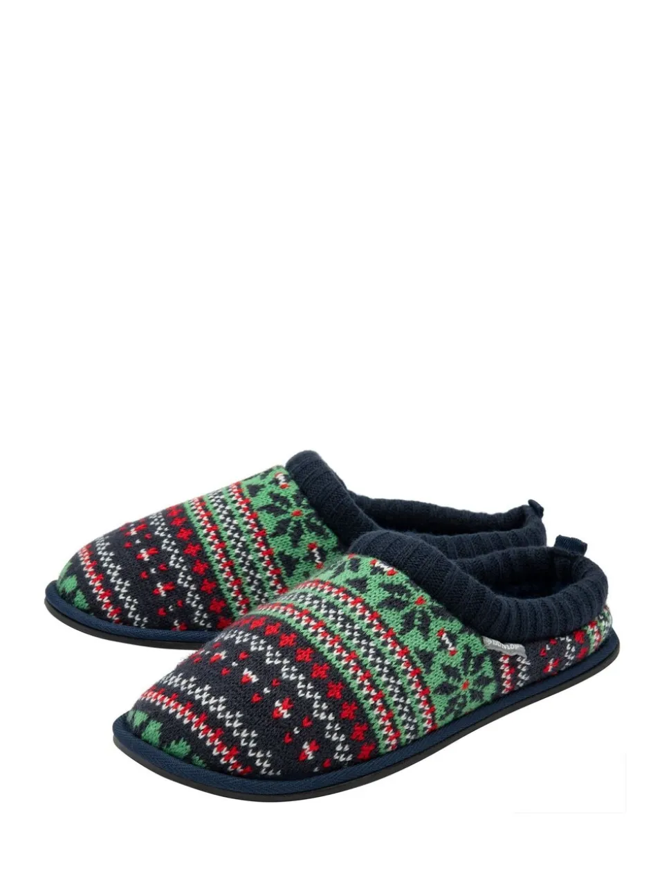 Rood - Dunlop heren pantoffelmuiltjes met Fairisle-patroon en warme voering