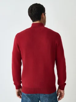 Rood - Effen - Regular fit 100% katoenen premium trui met korte rits
