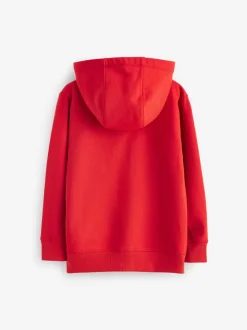 Rood - Effen hoodie met doorlopende rits (3-16 jr)