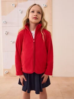 Rood - Fleece jack met rits en zakken (3-16 jr)