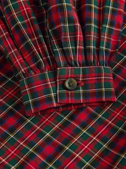 Rood - Geruite blouse met ruches aan de kraag (3-16jaar)