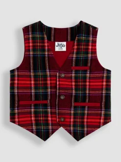Rood - JoJo Maman Bébé 3-Piece Bow Tie Waistcoat & Shirt Set
