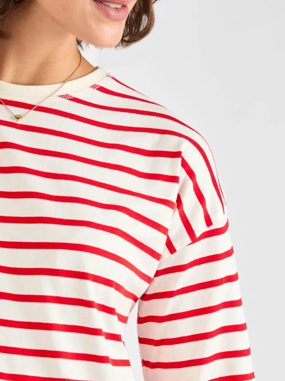 Rood - JoJo Maman Bébé Stripe Long Sleeve Boyfriend Maternity T-Shirt