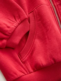 Rood - Katoenrijke sporthoodie met ritssluiting (3-16 jr)