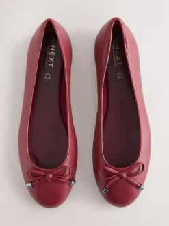 Rood - Leren Ballerina's met ronde neus