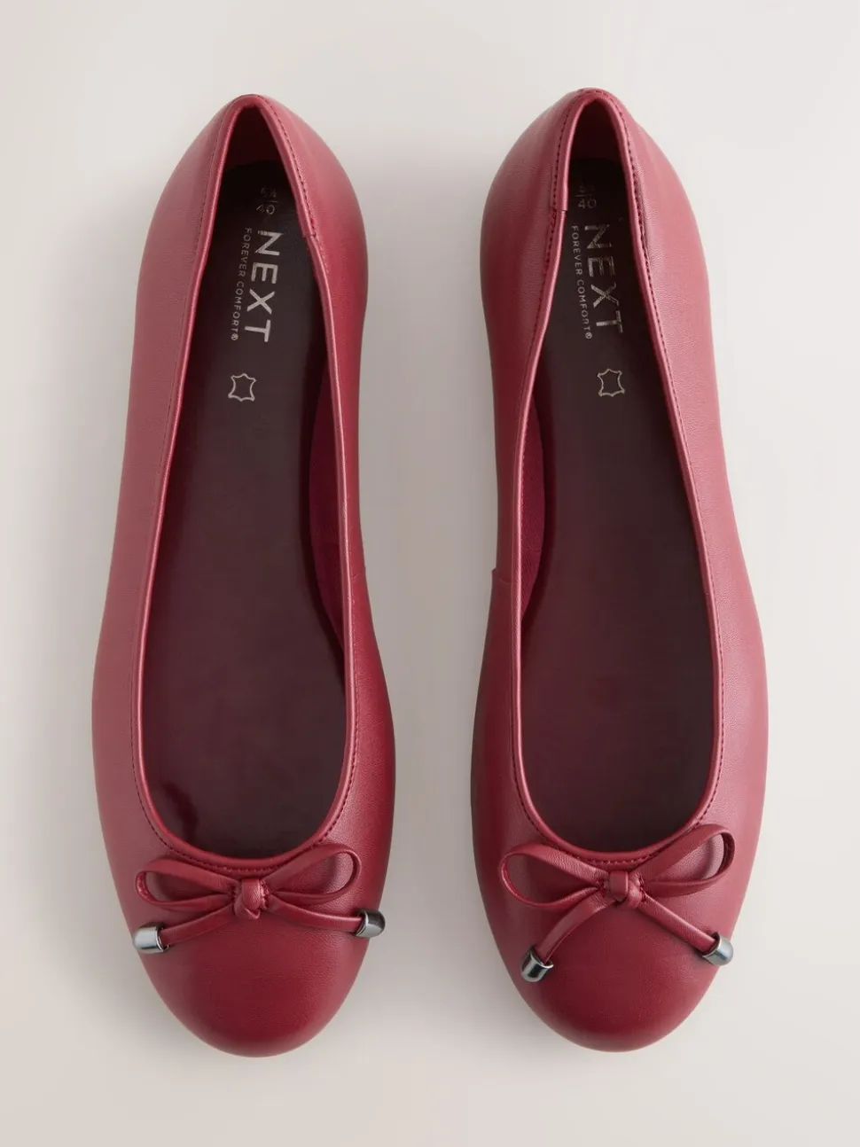 Rood - Leren Ballerina's met ronde neus