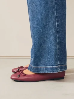Rood - Leren Ballerina's met ronde neus