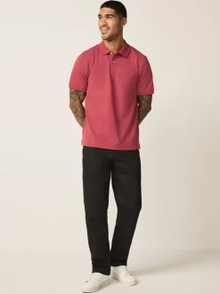 Rood - Normale Pasvorm - Piqué poloshirt met korte mouwen