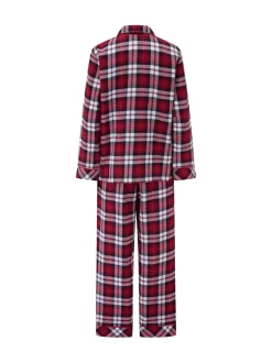 Rood - Pour Moi geschenkset van behaaglijke geborsteld katoenen pyjama met ruit