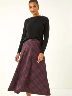 Rood - Roman Panelled Check Midi Skirt