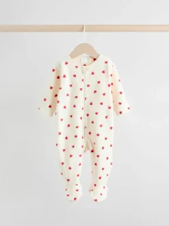 Rood - Set van 2 microfleece babypyjama's met tweewegrits