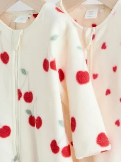 Rood - Set van 2 microfleece babypyjama's met tweewegrits