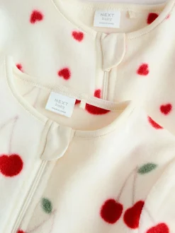 Rood - Set van 2 microfleece babypyjama's met tweewegrits