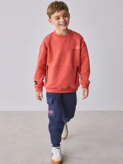 Rood - set van Baker by Ted Baker sweatshirt en cargojoggingbroek