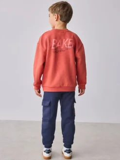 Rood - set van Baker by Ted Baker sweatshirt en cargojoggingbroek