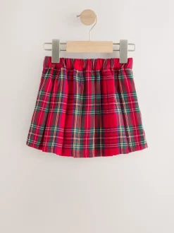 Rood - Tartan Bow Skirt with Navy Tights (3mths-7yrs)