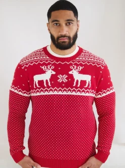 Rood - The Little Tailor kersttrui met rendierfairislepatroon