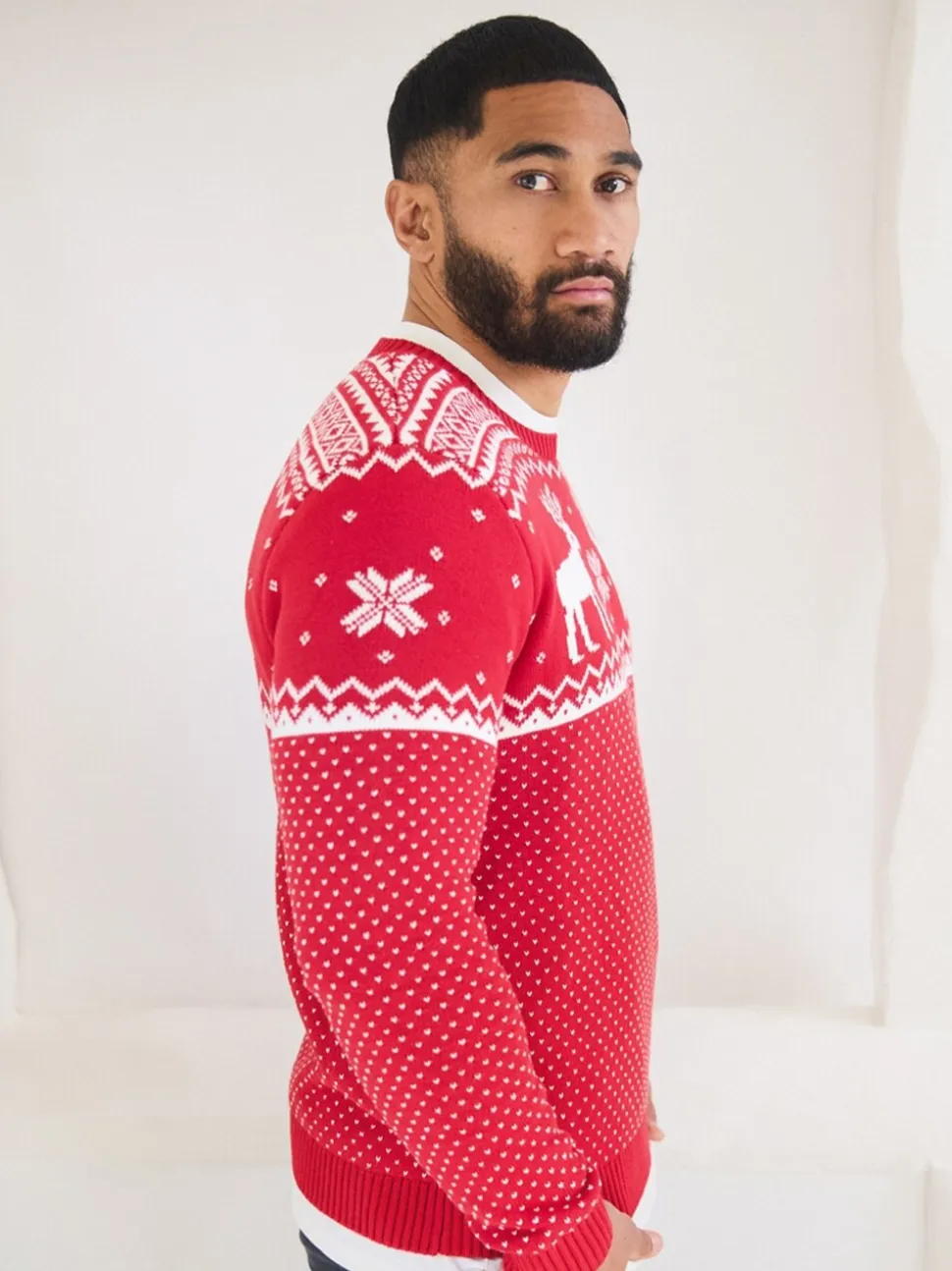 Rood - The Little Tailor kersttrui met rendierfairislepatroon