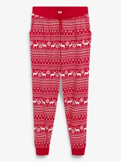 Rood - The Little Tailor kerstpyjama voor heren met rendier en fairisle-patroon