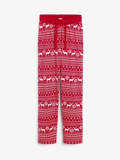 Rood - The Little Tailor kerstpyjama voor heren met rendier en fairisle-patroon