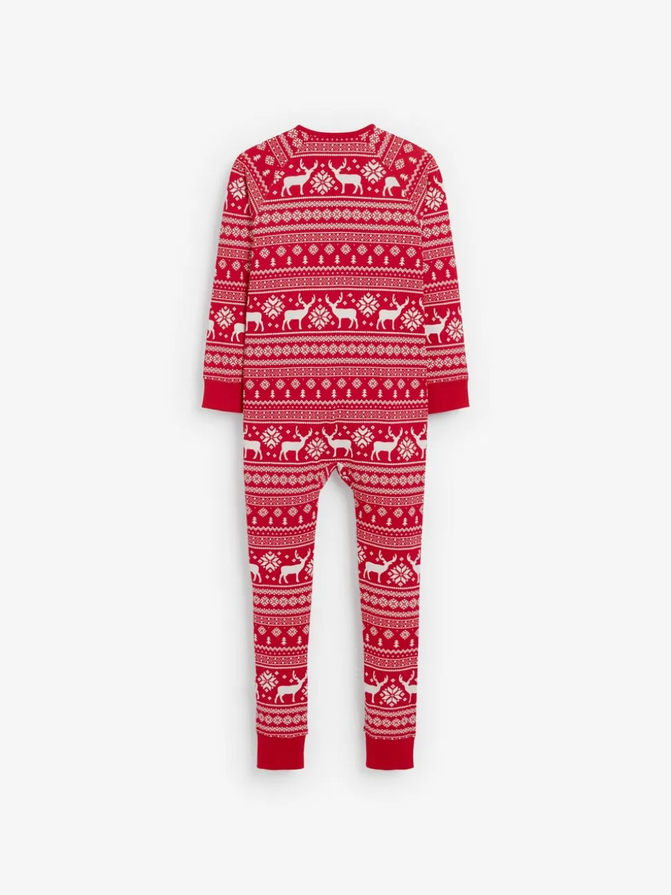 Rood - The Little Tailor Kids Rendier kerstmis fair isle-patroon 100% katoen alles-in-één