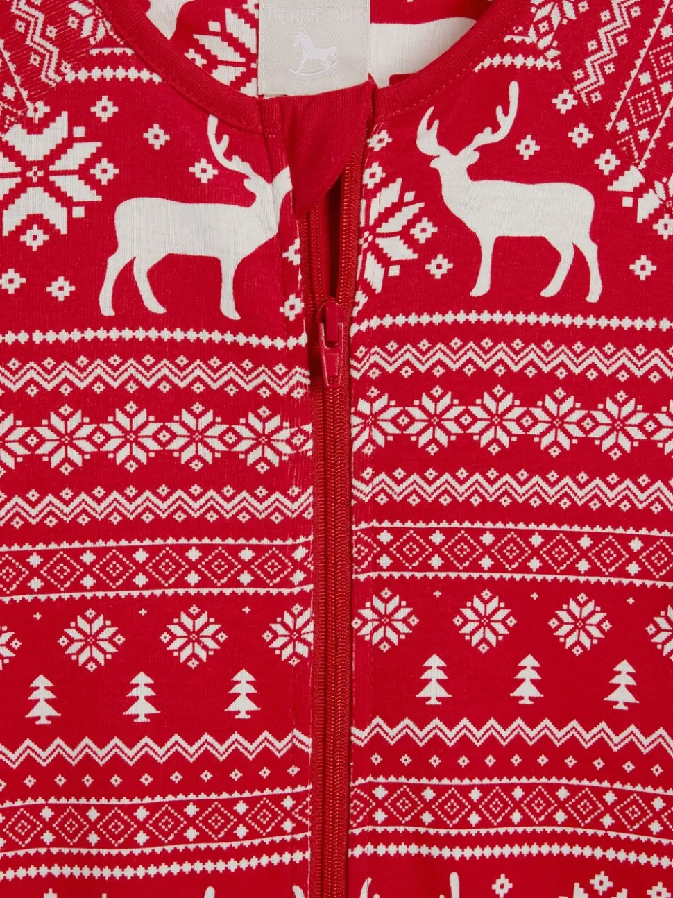 Rood - The Little Tailor Kids Rendier kerstmis fair isle-patroon 100% katoen alles-in-één