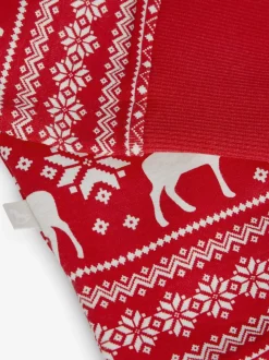 Rood - The Little Tailor Kids Rendier kerstmis fair isle-patroon 100% katoen alles-in-één