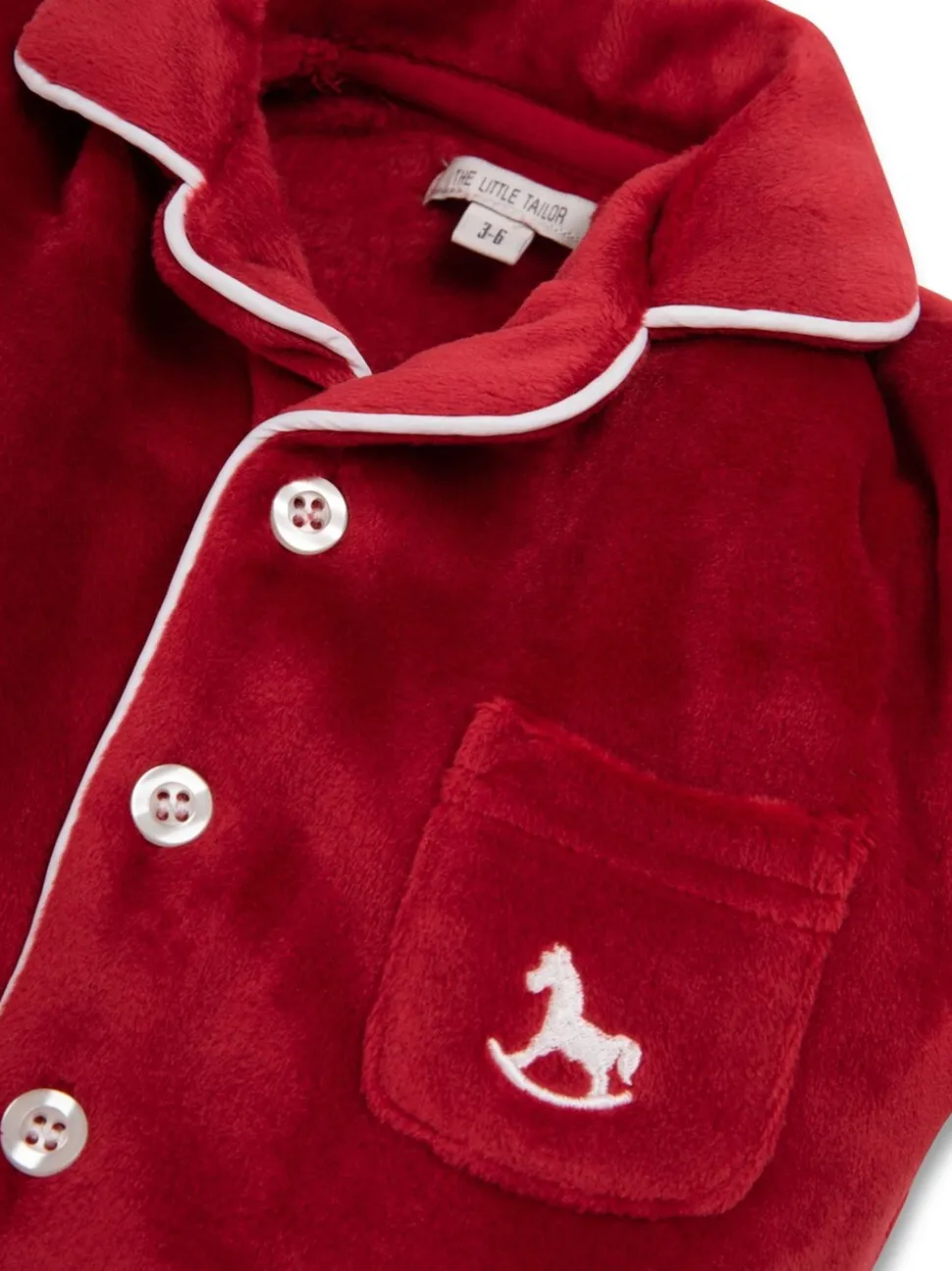 Rood - The Little Tailor luxe kerst onesie-romper van zacht velours voor baby's