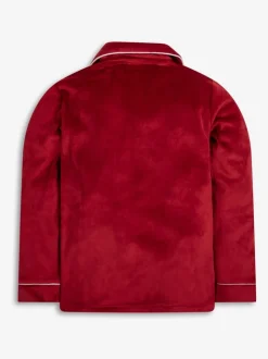 Rood - The Little Tailor Luxe kerstpyjama voor kinderen van zacht aanvoelend velours