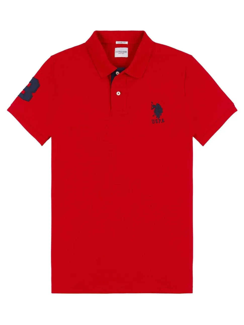 Rood - U.S. Polo Assn. Regular Fit Mens Player 3 Pique 100% Cotton Polo Shirt