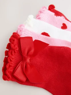 Rood - Verpakking van 5 paar babysokken met strik (0 mnd-2 jr)