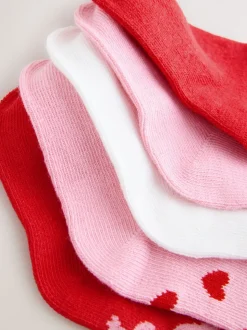 Rood - Verpakking van 5 paar babysokken met strik (0 mnd-2 jr)