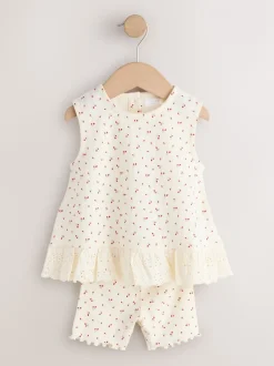 Rood / Wit - Set van 2 hemdjes en shorts (3mnd -7jr)