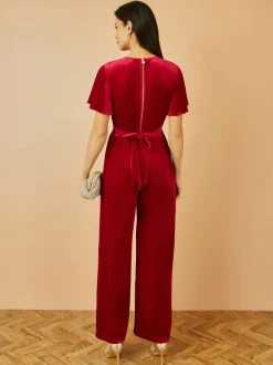 Rood - Yumi - Jumpsuit met engelenmouwen