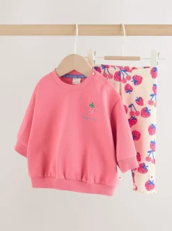 Rood aardbei - Baby Sweatshirt and Leggings 2 Piece Set (0mths-2yrs)