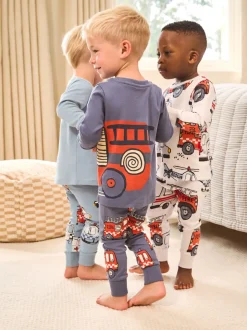 Rood/ blauw met hulpverleningsvoertuig - Mini Knusse Pyjama's 3 Set (9mnd-10jr)