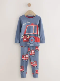 Rood/ blauw met hulpverleningsvoertuig - Mini Knusse Pyjama's 3 Set (9mnd-10jr)