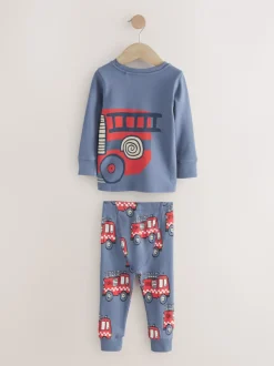 Rood/ blauw met hulpverleningsvoertuig - Mini Knusse Pyjama's 3 Set (9mnd-10jr)