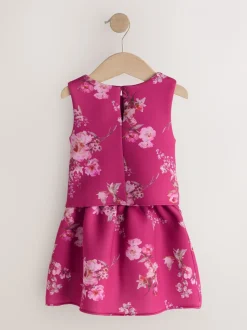 Rood bloemmotief - Set van scuba top en rok (3mnd -7jr)