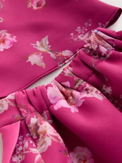Rood bloemmotief - Set van scuba top en rok (3mnd -7jr)