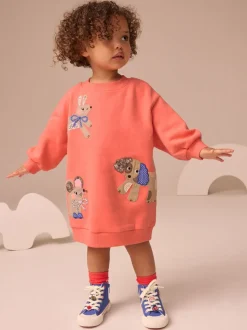Rood figuurtjes - Relaxte sweaterjurk (3mnd-7jr)