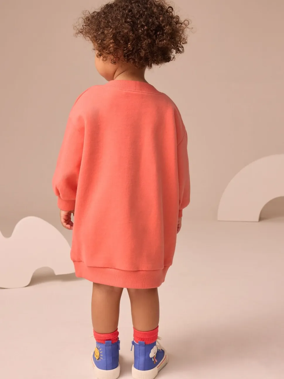 Rood figuurtjes - Relaxte sweaterjurk (3mnd-7jr)