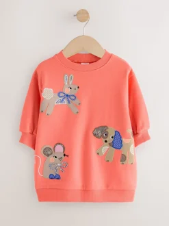 Rood figuurtjes - Relaxte sweaterjurk (3mnd-7jr)