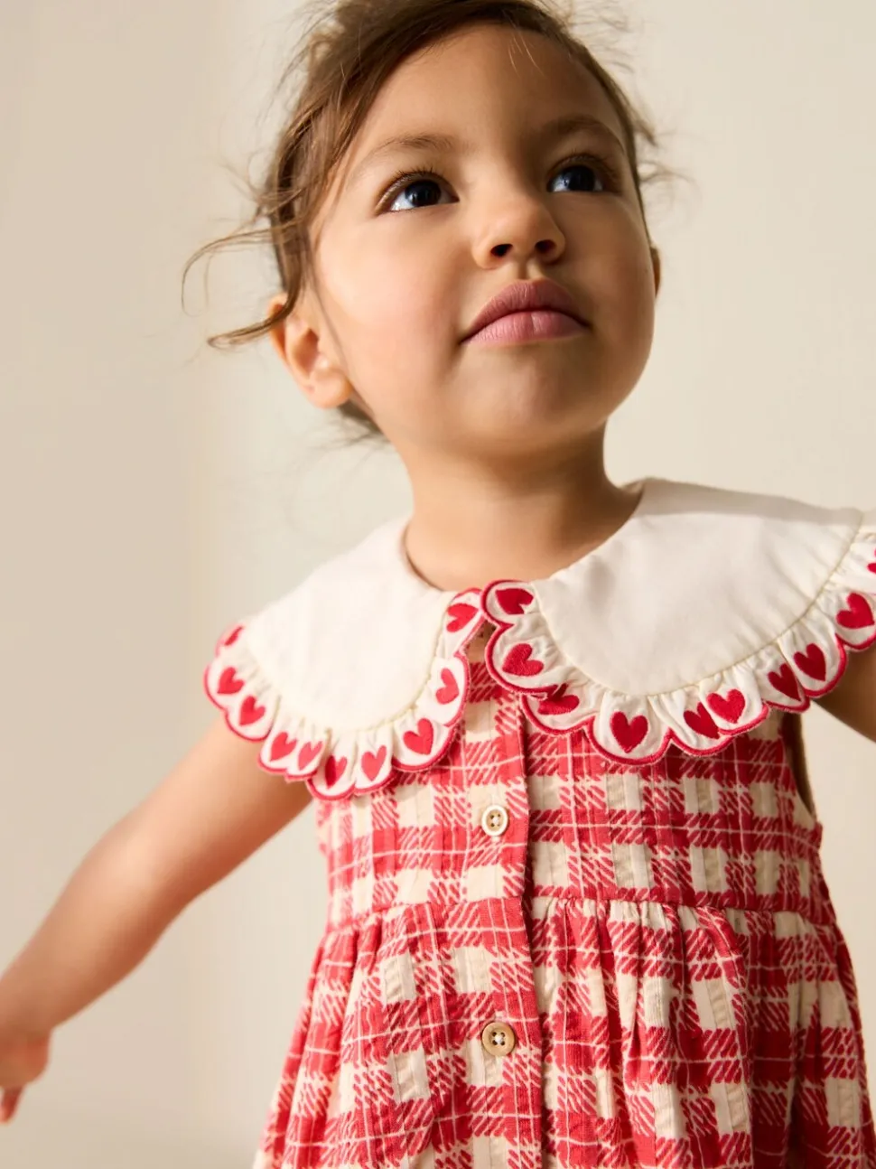 Rood geruit - Zomerjurk met kraag (3mnd -7jr)
