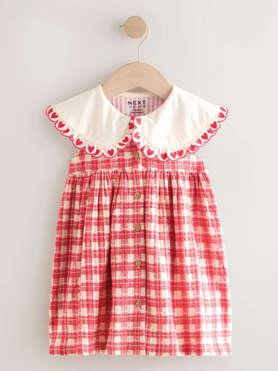 Rood geruit - Zomerjurk met kraag (3mnd -7jr)