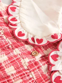 Rood geruit - Zomerjurk met kraag (3mnd -7jr)
