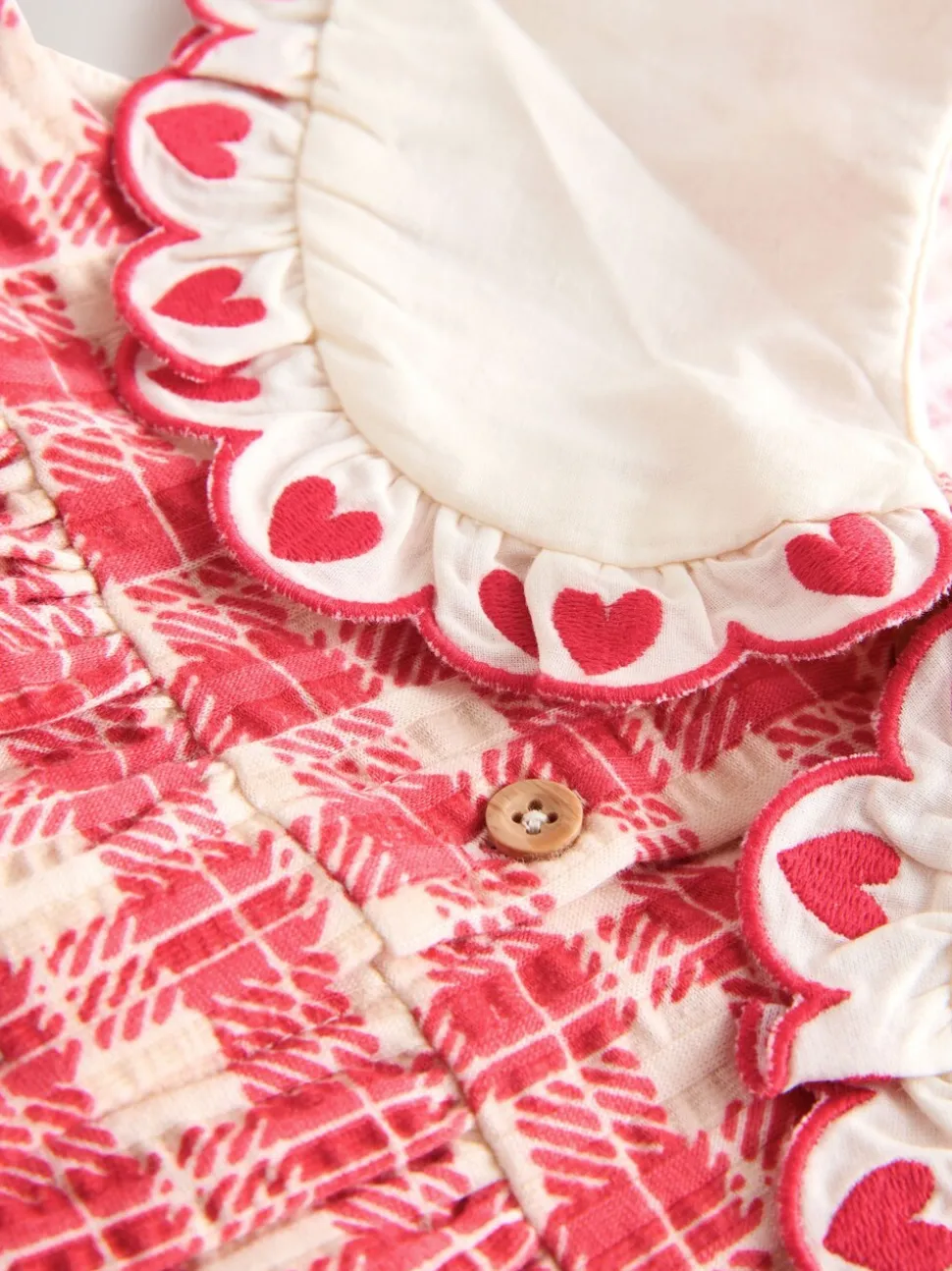 Rood geruit - Zomerjurk met kraag (3mnd -7jr)